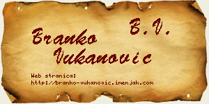 Branko Vukanović vizit kartica